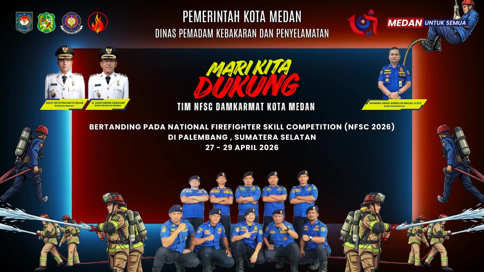 Damkarmat Kota Medan Kirim Personel Terbaik ke NFSC 2026 di Palembang